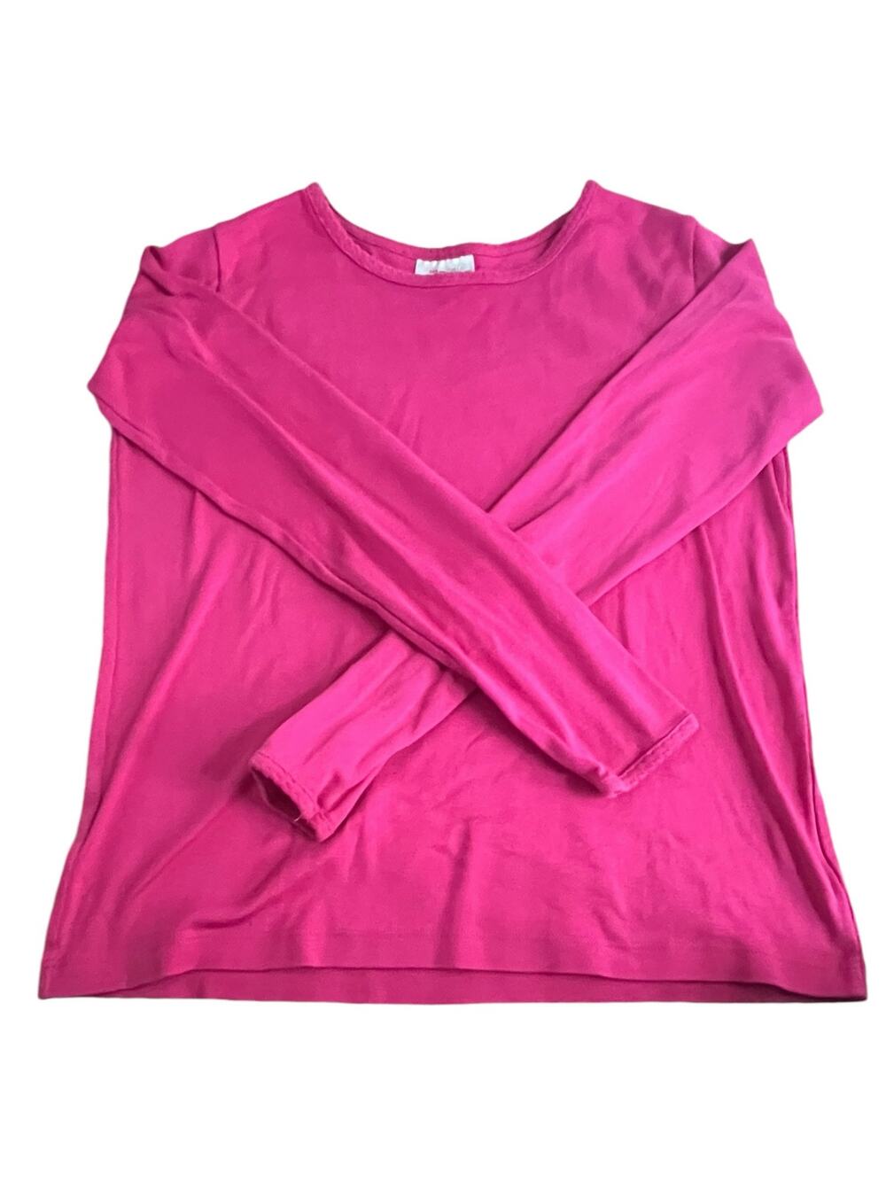 Hanna Andersson Girls Long Sleeve Long Sleeve Tee, Hot Pink, Soft Cotton, EUC